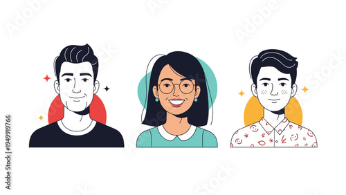 Diverse people avatars including men and women with different backgrounds symbolize community, inclusivity, and professional networking for websites.