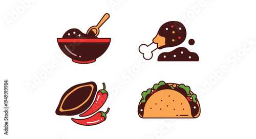 Mole Poblano Line art vector colorful modern abstract