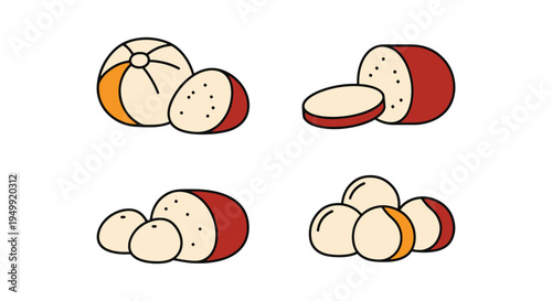 Mozzarella Bufala Line art soft artistic abstract illustration