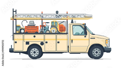 Illustration of a utility truck with equipment.