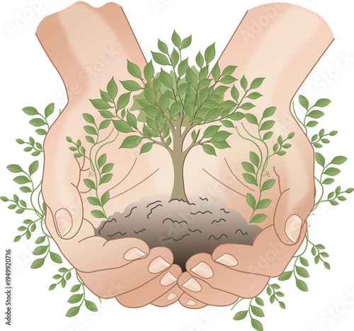 Planting Tree in Hands Earth Environment Day Design