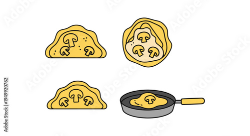 Mushroom Omelette Line art abstract modern color design