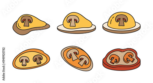 Mushroom Omelette Line art creative fluid abstract illustration