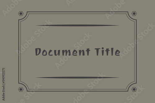 Vintage framed document cover template with centered title text