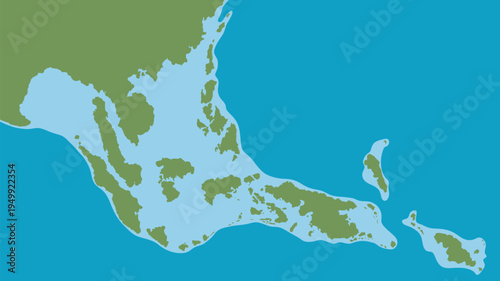A map of Southeast Asia highlighting the geographical features of the Malay Peninsula and surrounding islands