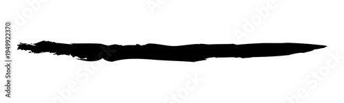 Abstract black grunge brushstroke line shape graphic element on transparent background