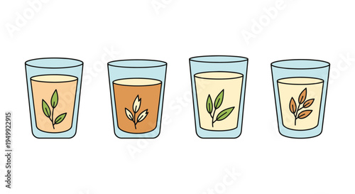 Oat Milk Glass Line art vector modern abstract colorful illustration