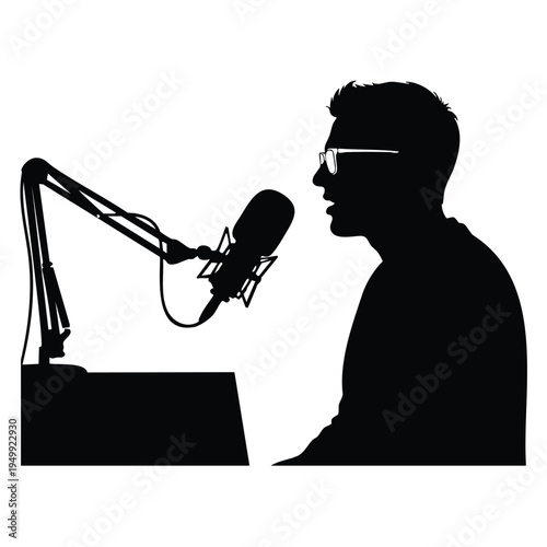 Man speaking into microphone silhouette