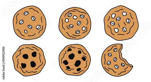 Oatmeal Cookies Line art vibrant abstract colorful design illustration