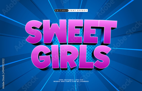 Sweet Girls Editable Text Effect - Fun Cartoon Typography for Children and Playful Design