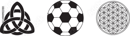 Celtic knot trinity symbol representing eternity spiritual connection and the holy trinity black outline isolated on white background