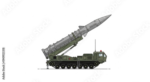 Mobile Ballistic Missile Launcher on Military Vehicle.