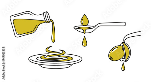 Olive Oil Drizzle Line art clean smooth abstract tone illustration