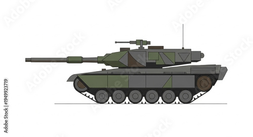Illustration of a modern main battle tank in profile.