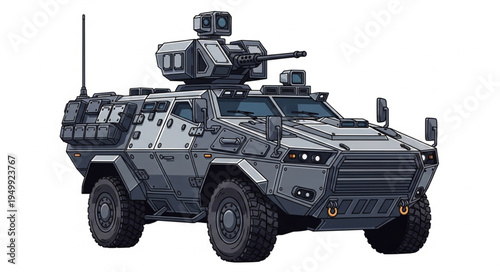 Modern Armored Vehicle Ready for Combat Operations and Security.