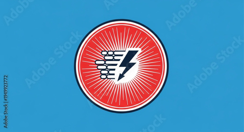 Electrical energy symbol in red circle with lightning bolt.