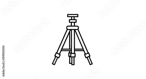 Simple illustration of a surveying tripod black lines on white background silhouette