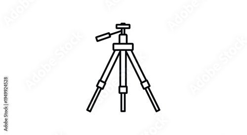Simple black and white illustration of a camera tripod clean silhouette