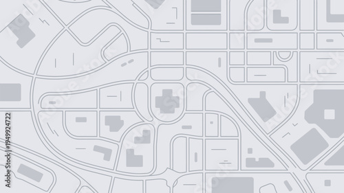 A detailed grayscale map of a suburban area with roads and buildings