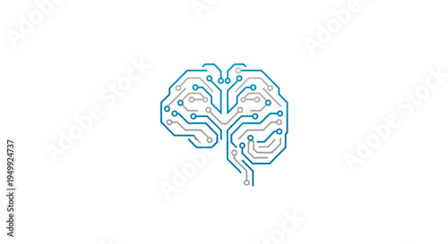 Brain Illustration with Blue Outline.