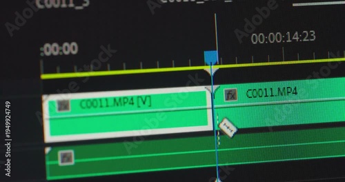 video editor in work monitor view display movie production concept