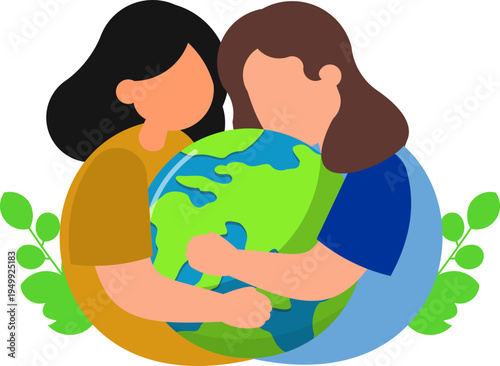 People Hugging Earth Environmental Earth Day