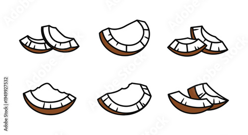 Organic Coconut Flakes Line clean elegant abstract illustration