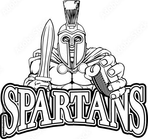 A spartan man ice hockey sports team cartoon mascot