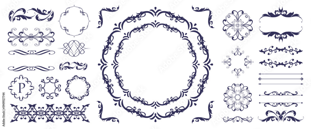 Fototapeta premium Fashionable frame. Design template. A set of gorgeous foreheads. 