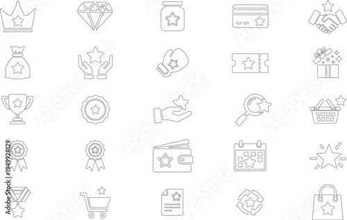 Reward loyalty and bonus benefits concept with star prize award winner gift coupon and customer incentive symbols