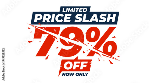 Limited Price Slash 79% Off Red and Blue Sale Graphic