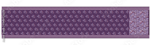 Purple Traditional Indian Fabric with Floral and Paisley Pattern