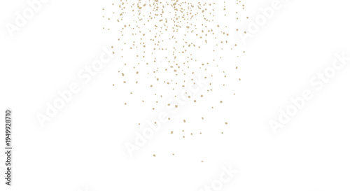 Golden particles falling down on white background 
