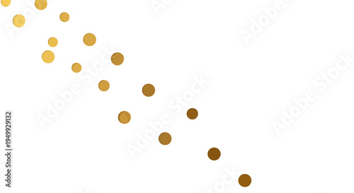 Golden dots descending in gradient pattern on white background 
