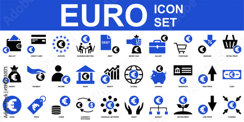 Euro minimalist icon vector for modern finance apps. Ideal for symbolizing clean wealth generation, simple currency exchange, and clear European economic markets.