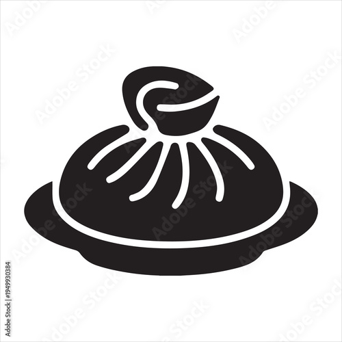 Minimalist black traditional Chinese dumpling gyoza dim sum silhouette vector icon