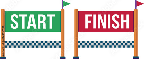 Start and Finish Line Banners for Racing and Sports Events Vector Set