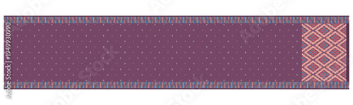 Purple Saree Fabric with Geometric and Polka Dot Patterns