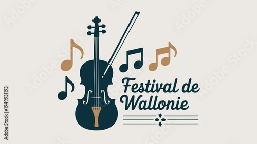 A logo for the Festival de Wallonie featuring a violin and musical notes