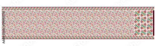 Traditional Indian Saree Fabric with Floral Pattern and Pallu Design