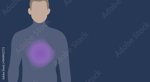Invisible Chronic Disease with Subtle Internal Inflammation Human body showing chest inflammation and internal pain