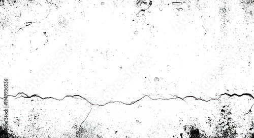 Cracked White Grunge Wall Texture with Black Splatters and Scratches