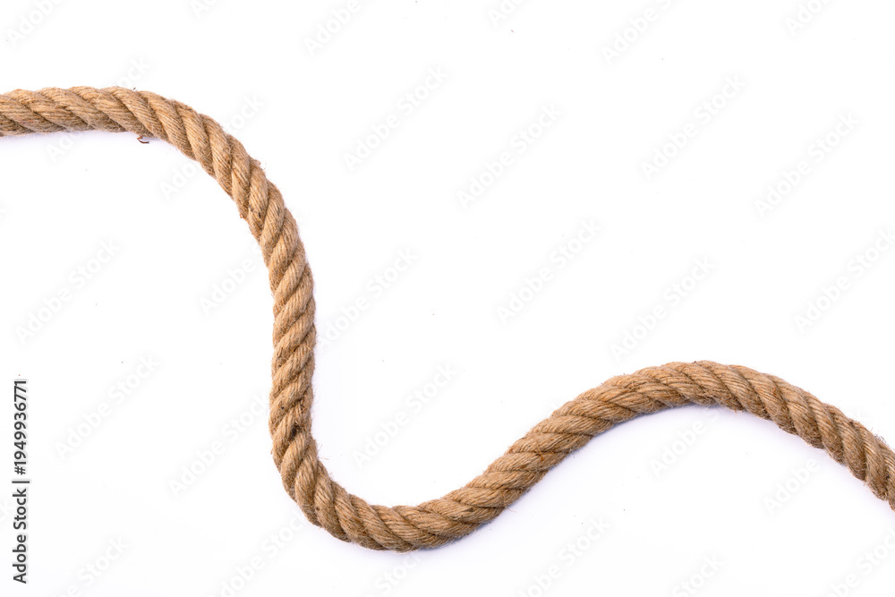 Naklejka premium Thick rope on white background