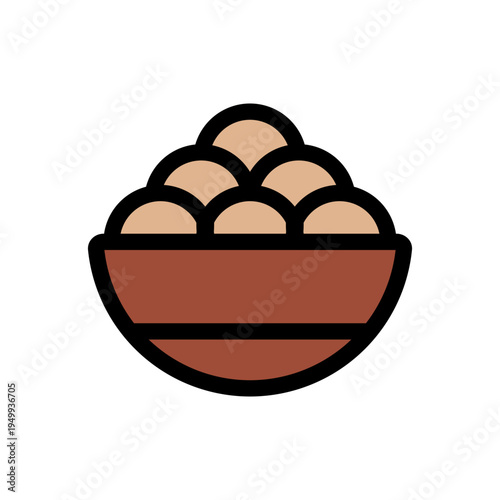 Bowl of bakso. Minimalist Bowl of Delicious Meatballs Icon