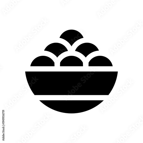 Minimalist Bowl of Delicious Meatballs Icon. Bakso Silhouette Design