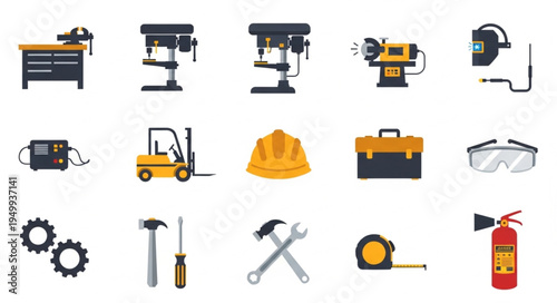 Collection of Industrial Tools and Equipment for Various Applications.