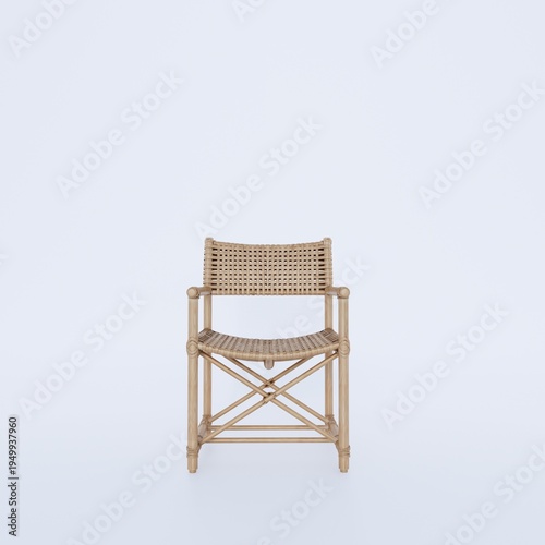 Foto Minimalist wicker chair on white background with modern design