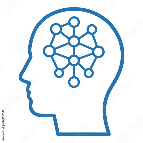 Human Head With Neural Network Line Icon