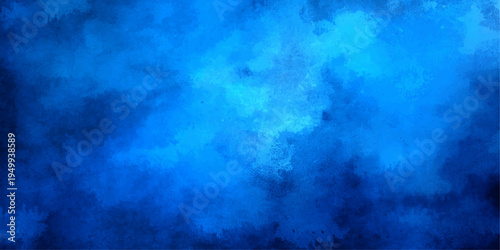 Vector Vibrant blue abstract background with textured artistic brushstroke, the painting expresses an intense emotion and conveys peaceful feeling 