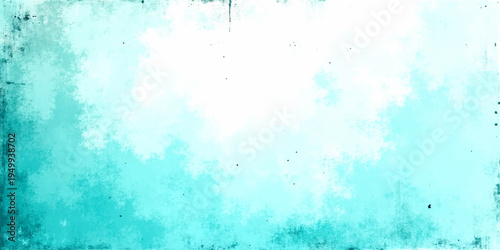 Vector Abstract aqua and cyan watercolor painting depicts dreamy atmosphere with blended brushstrokes and ethereal composition. Vivid palette evokes calm, artistic expression and visual texture